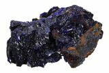 Sparkling Azurite Crystals on Chrysocolla - Laos #162571-1